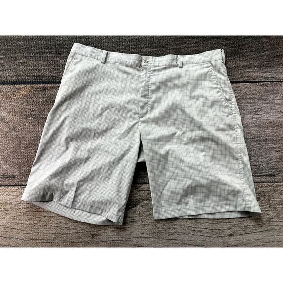 Nike Golf Men's Plaid Grey White Shorts Dri-Fit Flat Front SZ 42 Drifit - Picture 1 of 8